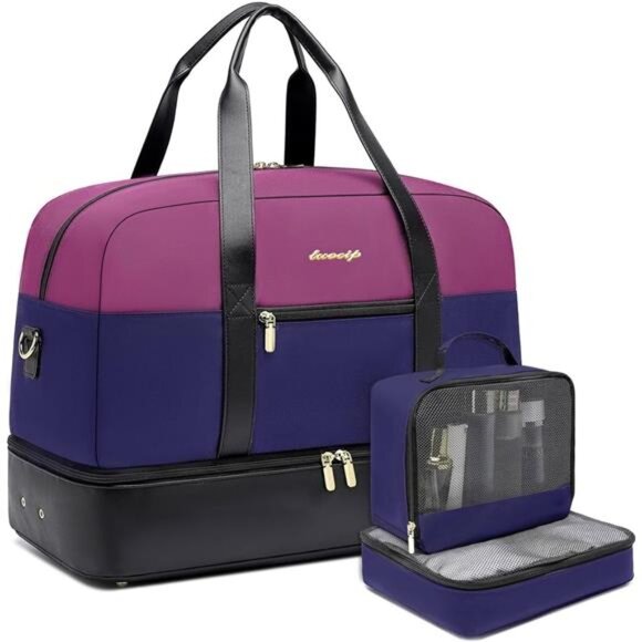 Travel Duffle Weekender Bag Women: Large Carry on Bags with Shoe Compartment
